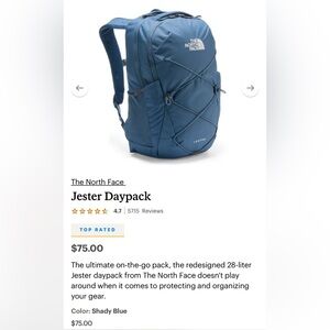 The North Face Blue Backpack with Bungee Cord System